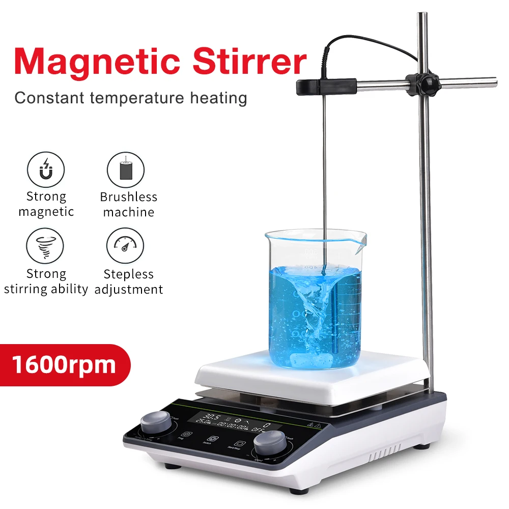 5L Digital Magnetic Stirrer 1600RPM Adjustable Speed Electric Mixer Laboratory Heating Stirring Machines EU Plug Lab Instrument