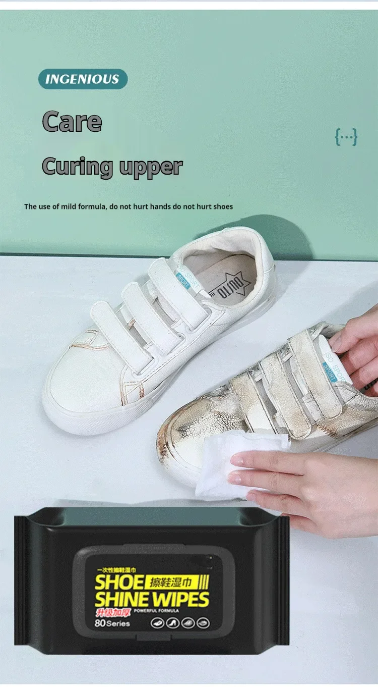 Schuh-Reinigungstücher Sneaker-Reiniger Tragbare Einweg-Reinigungstücher Leistungsstarke Reinigungstücher für Weiße Schuhe – Detail 6