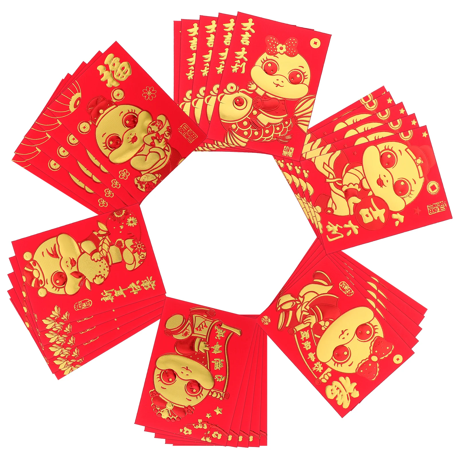 60 قطعة المظاريف الحمراء 2025 سنة الأفعى السنة الصينية الجديدة مغلفات المال لمهرجان الربيع النقدي الحزم الحمراء