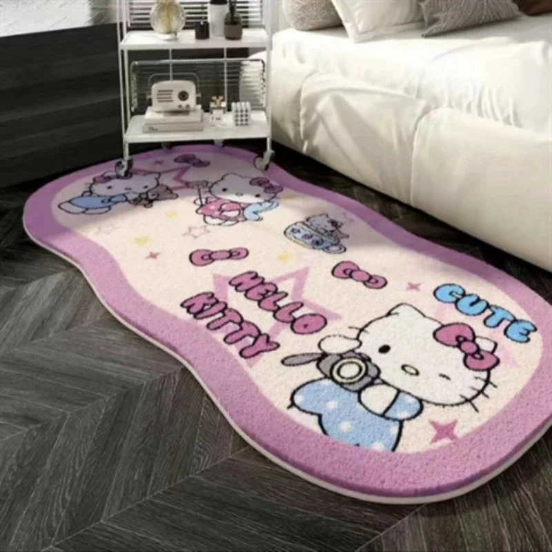 Hello Kitty Fluffy Printed Bedroom Rug, Thick Cashmere-like Mat, Soft Bedside Carpet for Home Decor