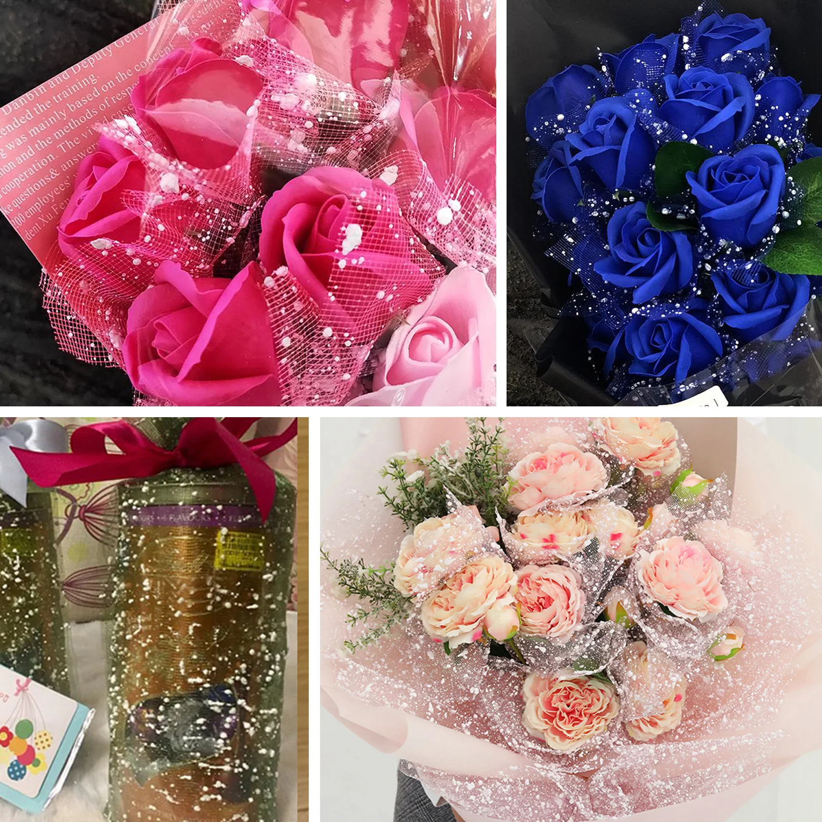 

4 Rolls White Decoration Mesh Ribbon Snow Poly Mesh Ribbon for Christmas Wreaths Bows Gift Wrapping Bouquet Flower Packaging DIY