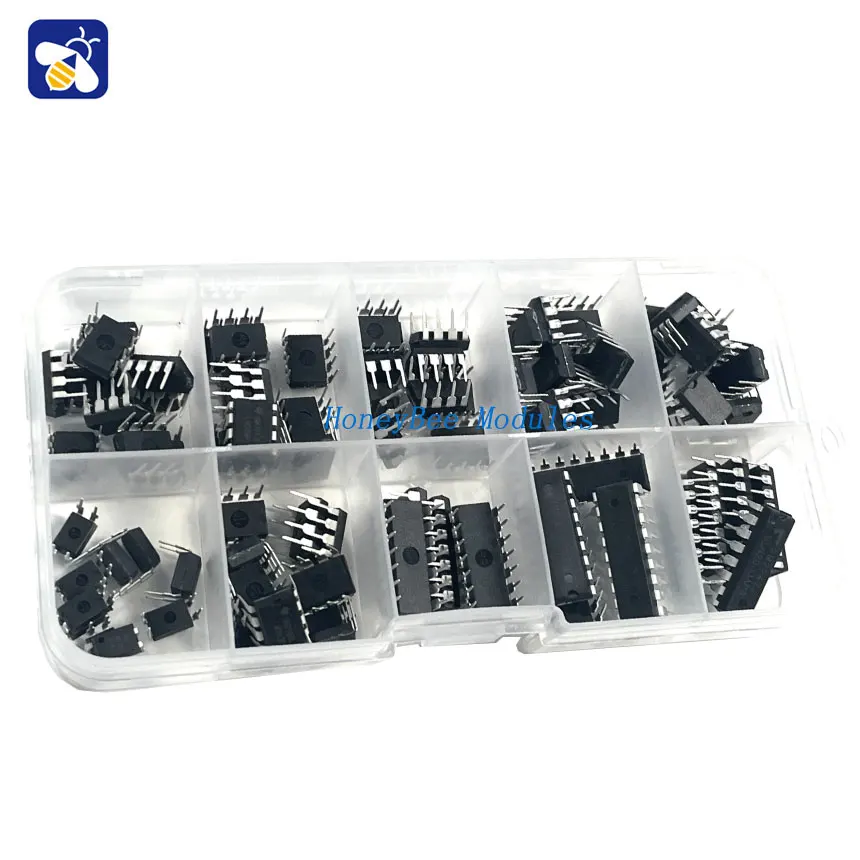 85PCS  IC Combination Set NE555 LM324 LM393 UA741 ILN2803 LM358 NE5532 LM386 PC817 ULN2003 Integrated Circuit Chip