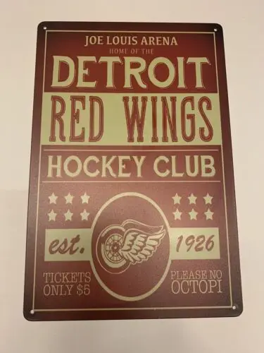 Affiche publicitaire Detroit Red Wings Joe Louis Octopi Hockey Cup - Plaque en aluminium