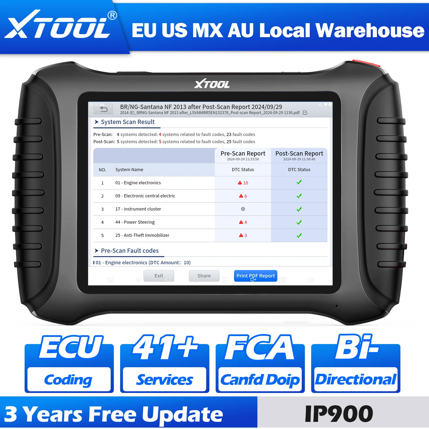 Nowy XTOOL InPlus IP900 Zaawansowany Skaner Samochodowy z Kodowaniem ECU, CAN FD, DOIP, FCA, Diagnostyka Wszystkich Systemów, Ponad 41 Usługi, PK D8S