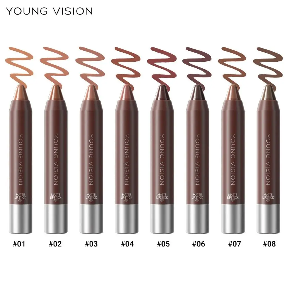 Chocolate Tone Matte Lip Liner Pencil Waterproof Long Lasting Lipstick Pen Non-stick Cup Soft Velvet Lip Contouring Pencil