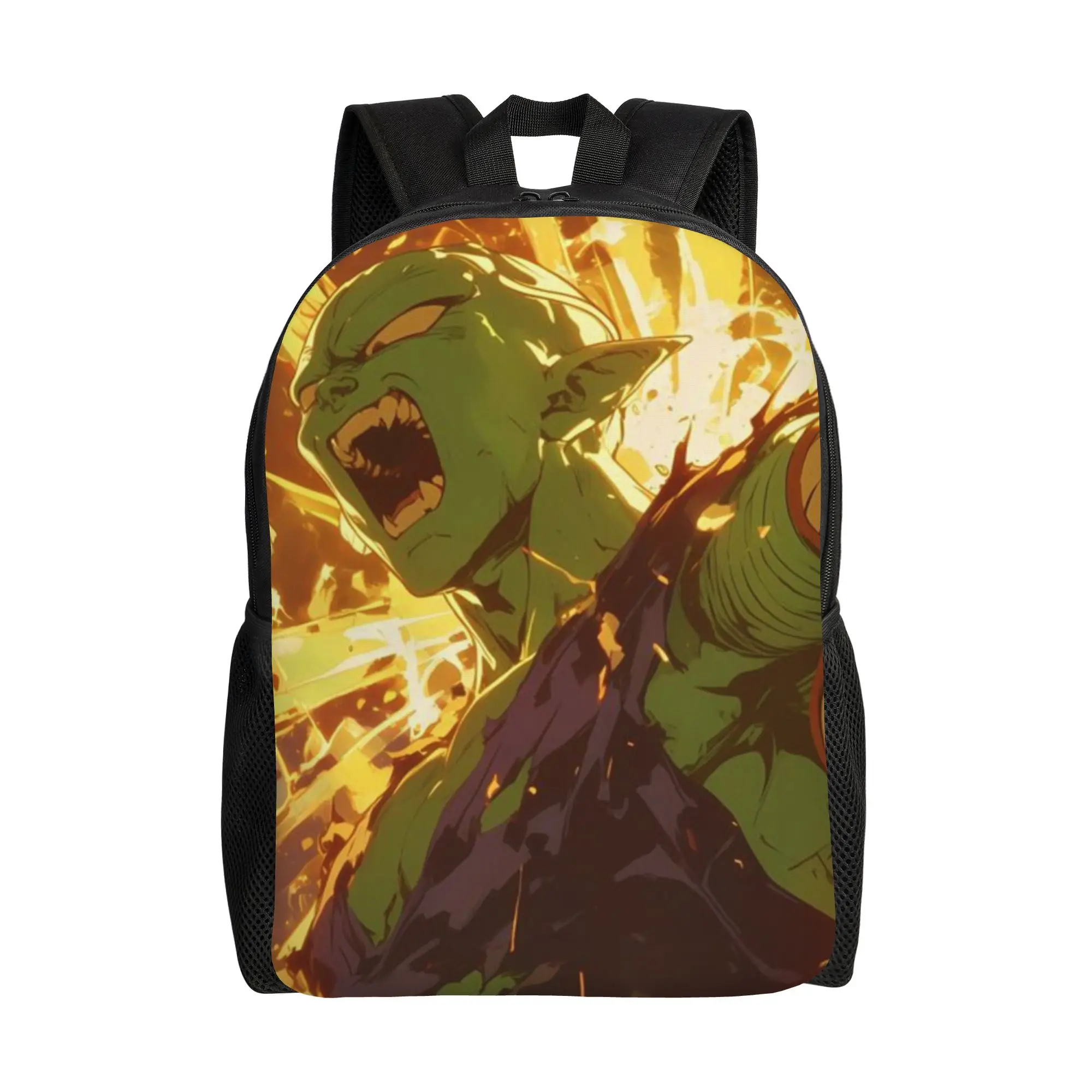 

Back to school season Muscular Green Alien Character Schoolbag Piccolo High School Students Adjustable Strap Backpack