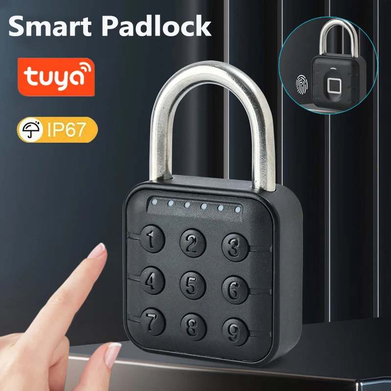 

Замок без ключа с отпечатками пальцев с приложением Tuya, умный замок, водонепроницаемый дверной замок, разблокировка 0,2 с, портативный противоугонный замок для офиса