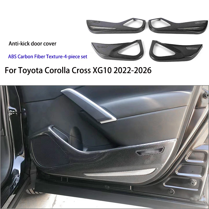 

For Toyota Corolla Cross XG10 2022-2026 ABS Carbon Fiber Texture Door Anti Kick Pad Protection Plate Interior Accessories