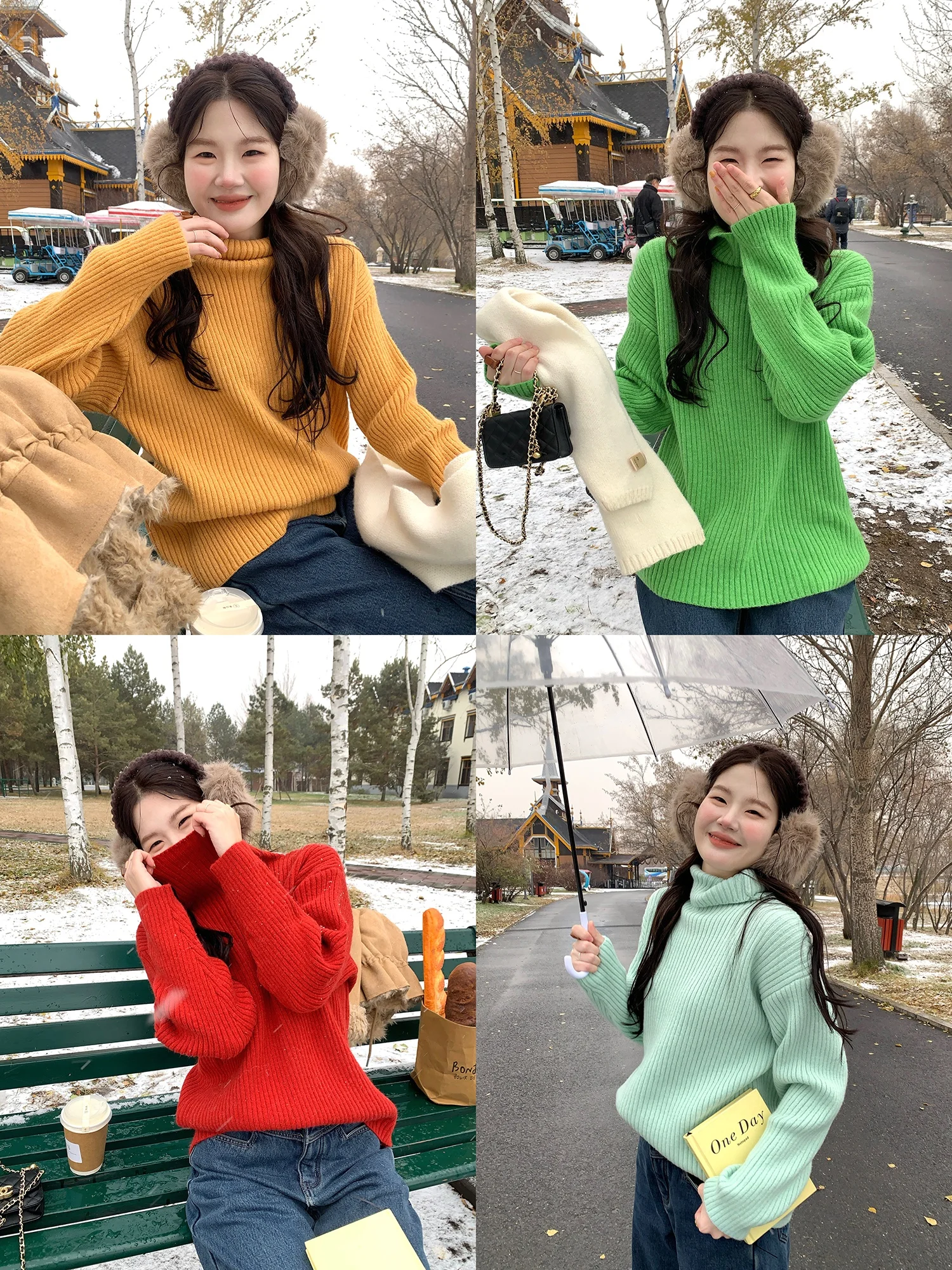 

Korean Sle Women's High Collar Sweater Thi Yarn Long Sve Knitted irt Base Layer Flip Ne Autumn Winter Faion