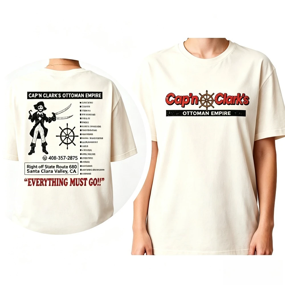 Cap'n Clark's Ottoman Empire Print T Shirt Unisex Vintage Pirate Graphic Tee Summer Casual Streetwear Short Sleeve Tops