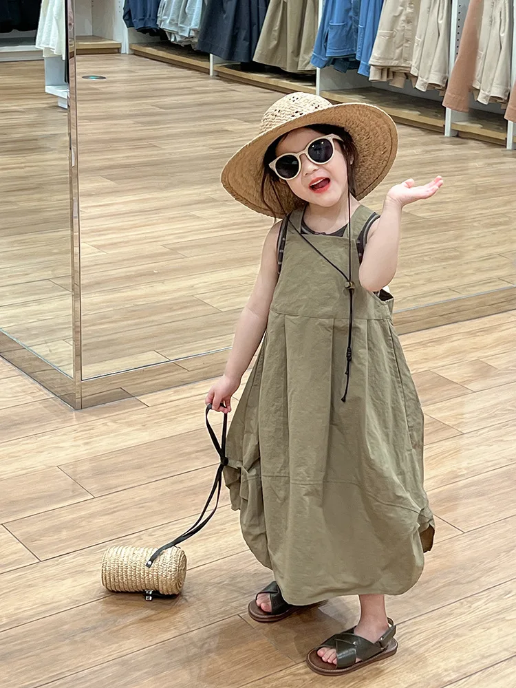 

2024New Girl's Design Suspender Dress Versatile Striped Vest Little Girl's Casual Trendy Dress-WS