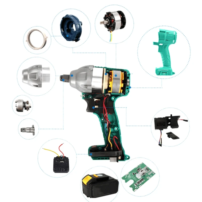 Electric Impact Wrench Brushless Drive Circuit Board Switch Motor Accessories for Dayi 2106/161/169 Brushless Electric Wrenches