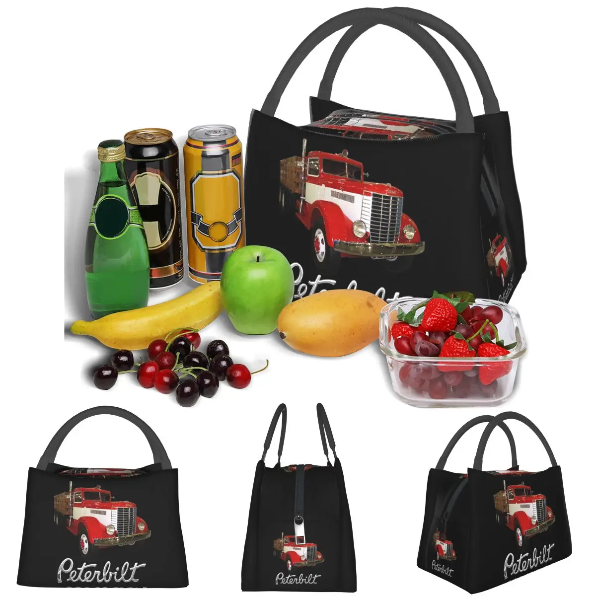1939 Peterbilt Model 334 Stake Bed Lightweight Handheld Insulated Lunch Bag Large Capacity for Adults Students Travel Picnic