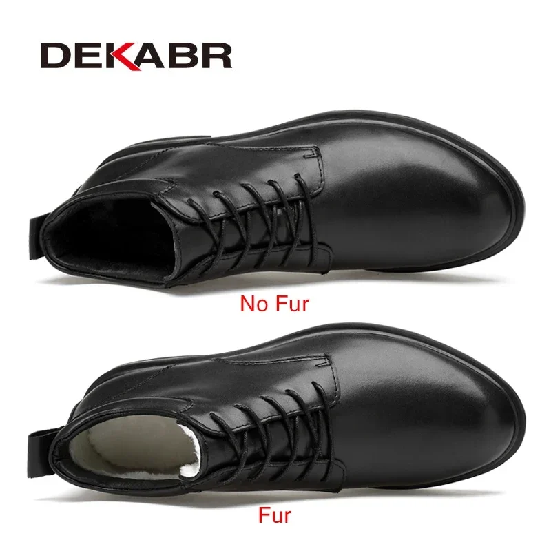 DEKABR Size 35~50 Warm Heighten Boots Genuine Leather Men Boots High Quality Autumn Snow Boots Men Waterproof Soft Ankle Shoes image 2