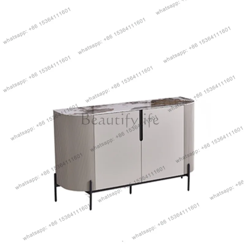 

Light luxury rock slab dining side cabinet Modern simple Italian living room locker integrated against the wall