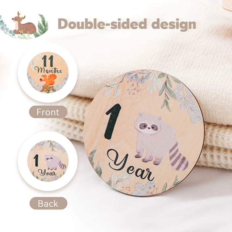 Baby Wooden Milestone Monthly Number Card Memorial Paper Made Newborn Birth Memorial Cards Ngraved Photography Accessories