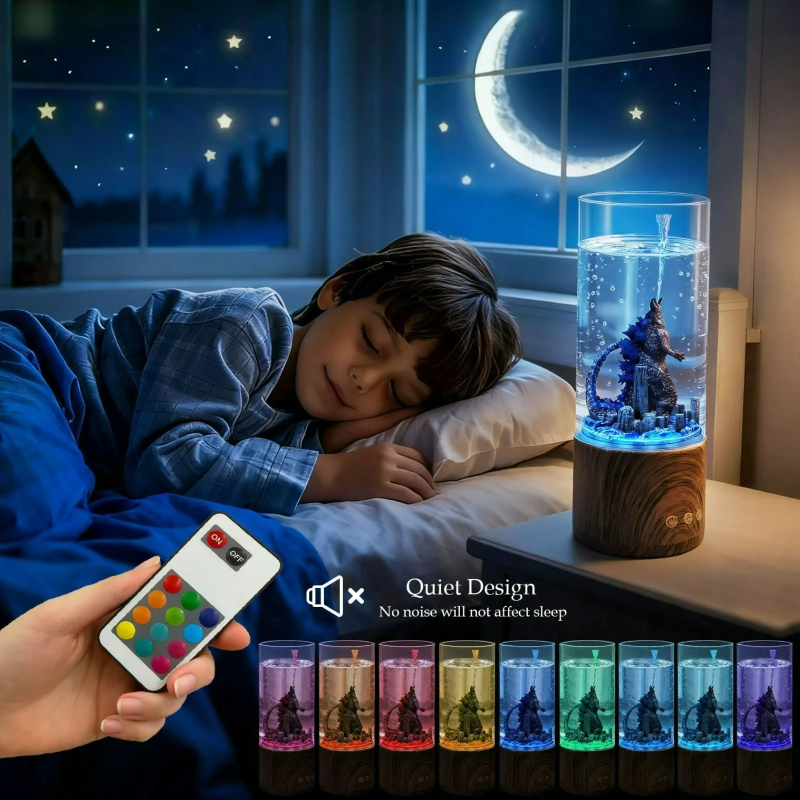 Monster Water Column Light with Remote Control Rotating Color Atmosphere Decor Light Halloween Souvenir Night Light