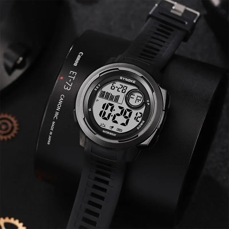 

SYNOKE Men Alarm Chrono Clock 5Bar Waterproof Military Watches LED Display Shock Digital Watch Outdoor Sport Watch
