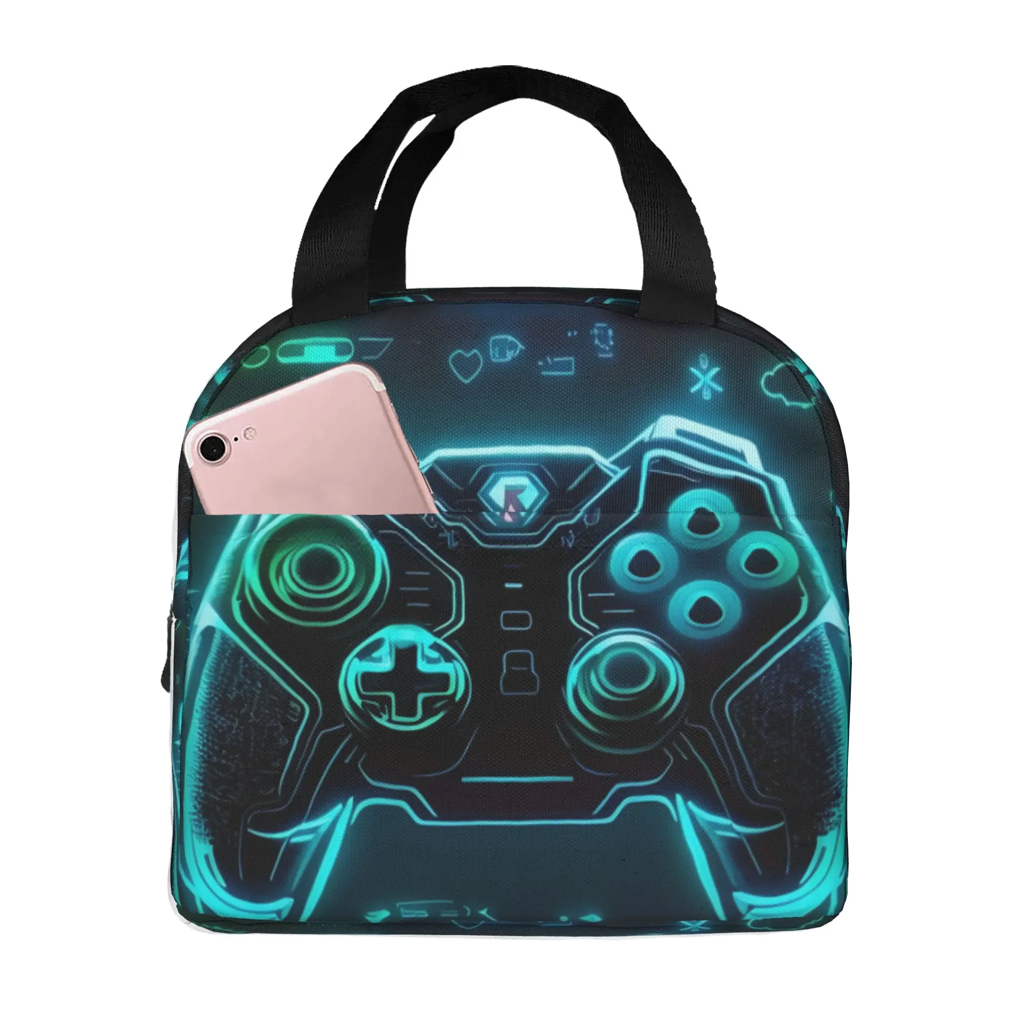 Game Controller Insulated Lunch Tote Bag for Women Technological Sense Resuable Thermal Cooler Bento Box School