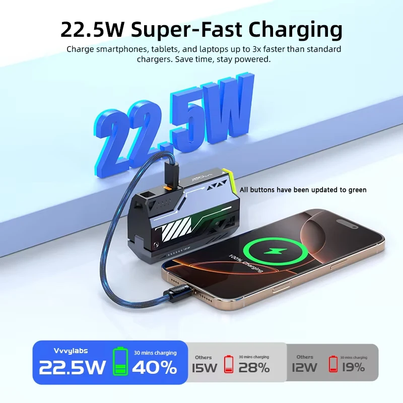 VYVYLABS 22.5W Customizable Battery Capacity CCC Power Bank Portable Charger Detachable Powerbank With Battery Charging Case