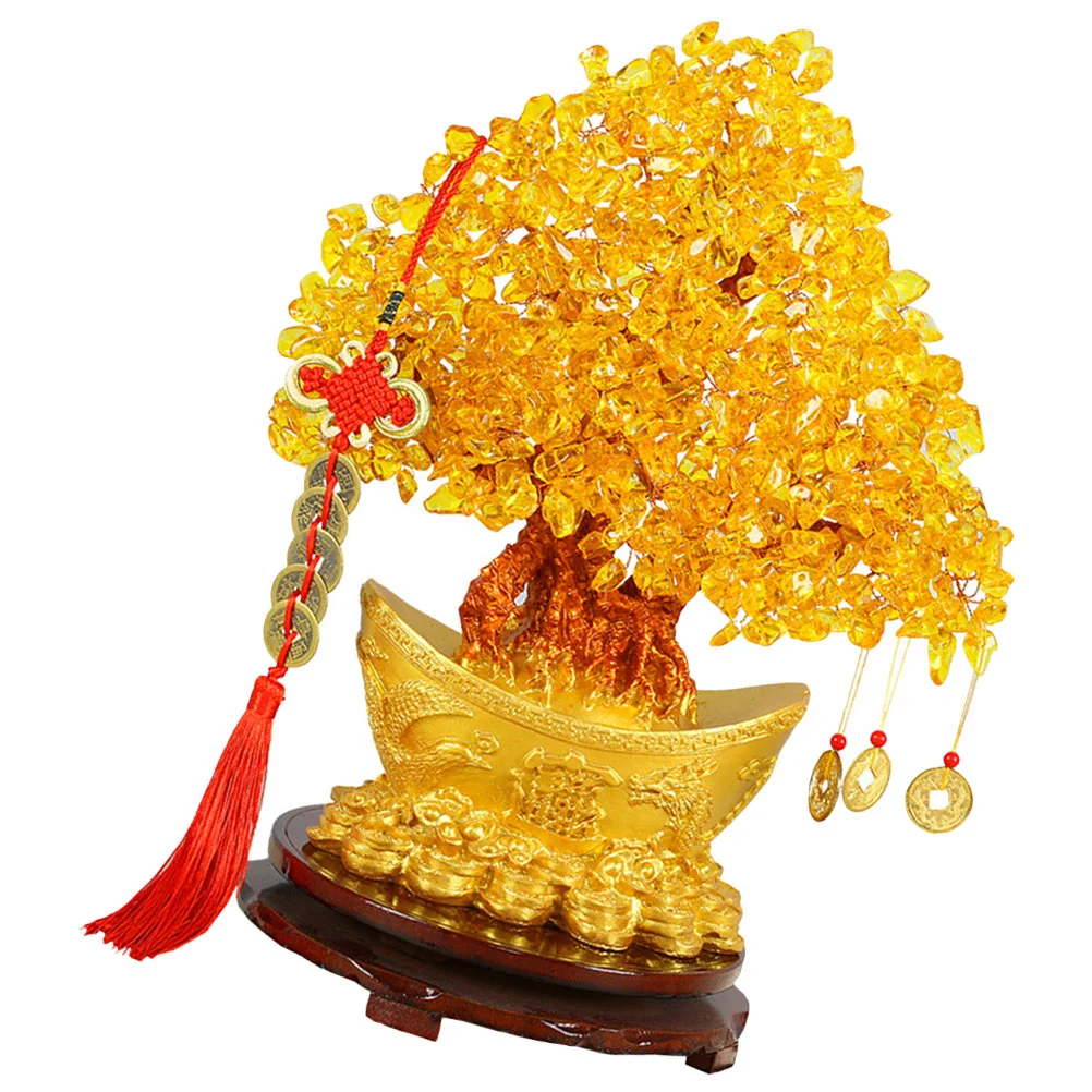 Bonsai Tree Citrine Macrocarpa Classic Chinese Style Decoration Lucky Table Centerpiece Yellow Delicate