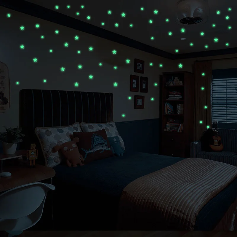 Transform Your Space into a Nighttime Adventure with Luminous Fluorescent Dot Wall Stickers DIY Glow In The Dark