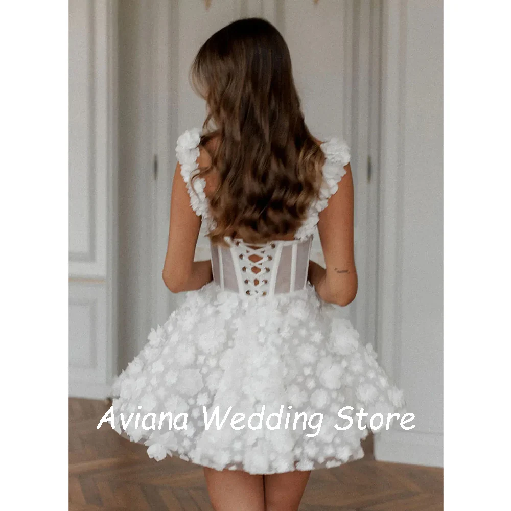 Customized Elegant Short Mini Wedding Dresses Appliques Backless Above Knee Brides Dress Women Vestidos De Novias 2025