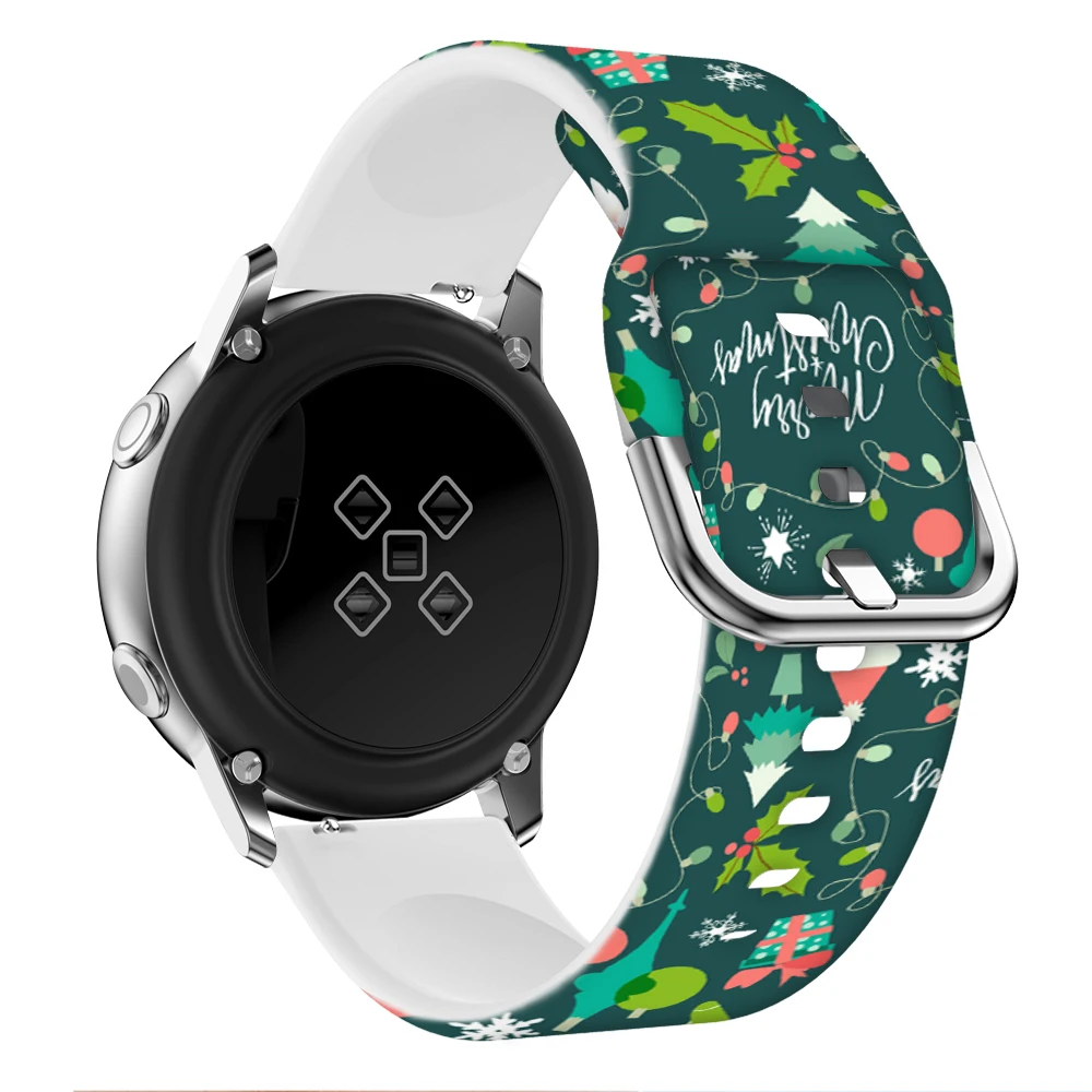 Silicone strap For Samsung Galaxy Watch 3 4 5 Gear S3 Huawei Watch GT 2/3 Pro Christmas printed wrist strap For Samsung Active 2