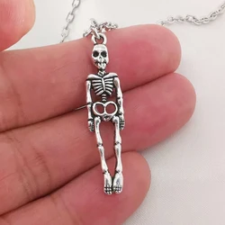 Vintage Skull Pendant Necklace Long Chain Skeleton Goth Punk Gothic Aesthetic Accessories Hip Hop Jewlery Male Grunge Y2k