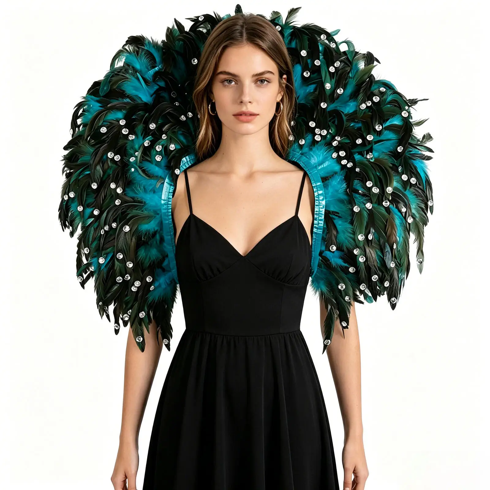 Halloween Masquerade Feather Punk Carnival Party New Party Carnival Elegant Women's Shawl Cosplay Costume Accessories