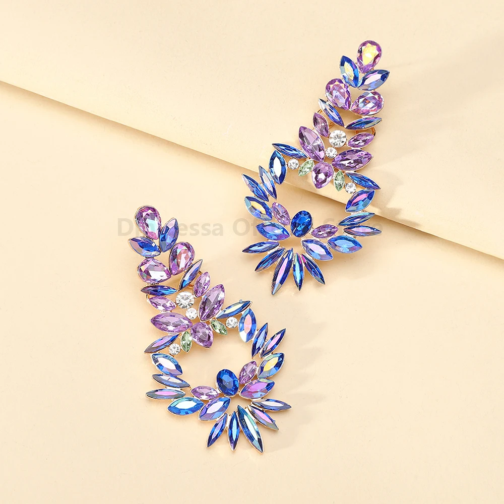 أقراط متدلية هندسية مثيرة للنساء ، متدلية مجوفة ، حجر راين ملون لامع ، مجوهرات أنيقة ، إكسسوارات فاخرة ، ديكور عصري