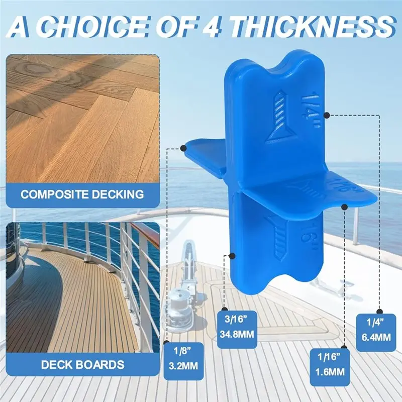A36T-Deck Board Spacers(1/16In, 1/8In, 3/16In, 1/4In) 10 Pcs Deck Spacer Tool, 4 Thicknesses