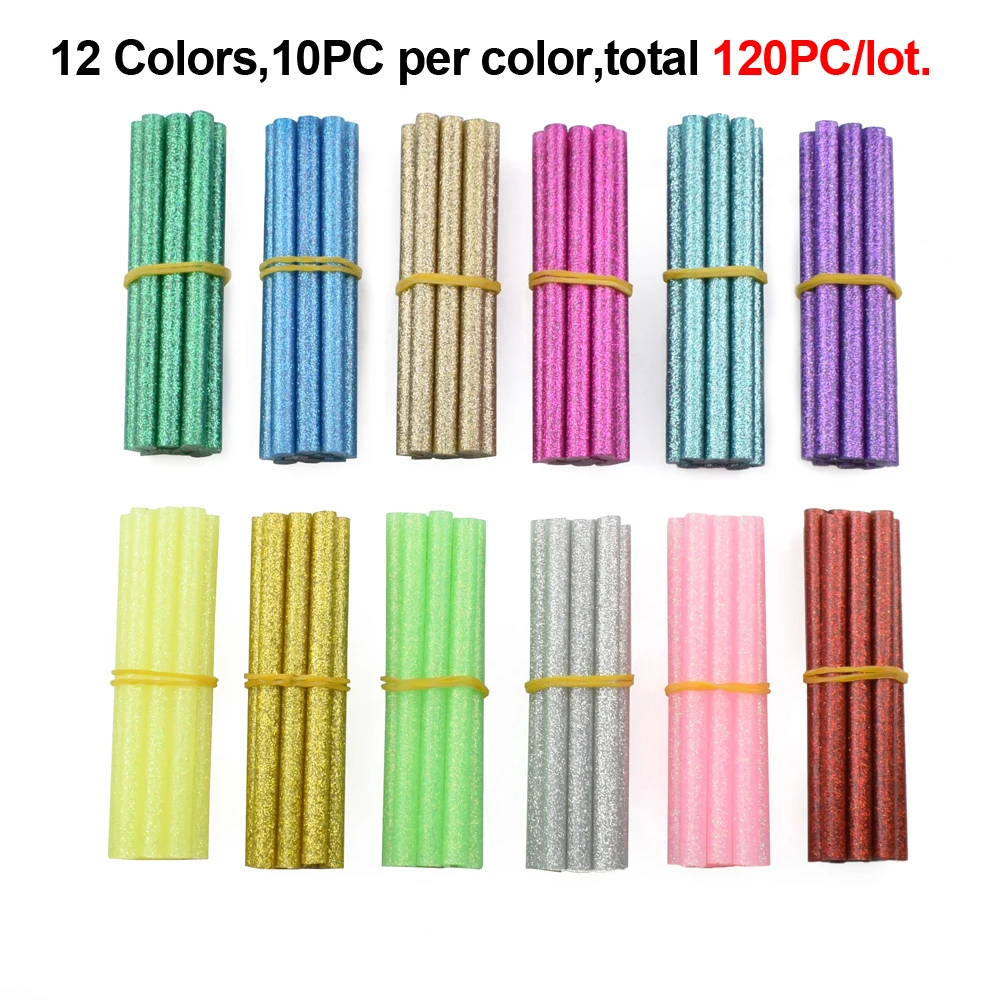 Toolour 120/14pcs 7mm/11mm Colorful Bling Hot Melt Glue Sticks DIY Tool Hot Melt Glue Gun Adhesive Stick for Hot Melt Glue Gun