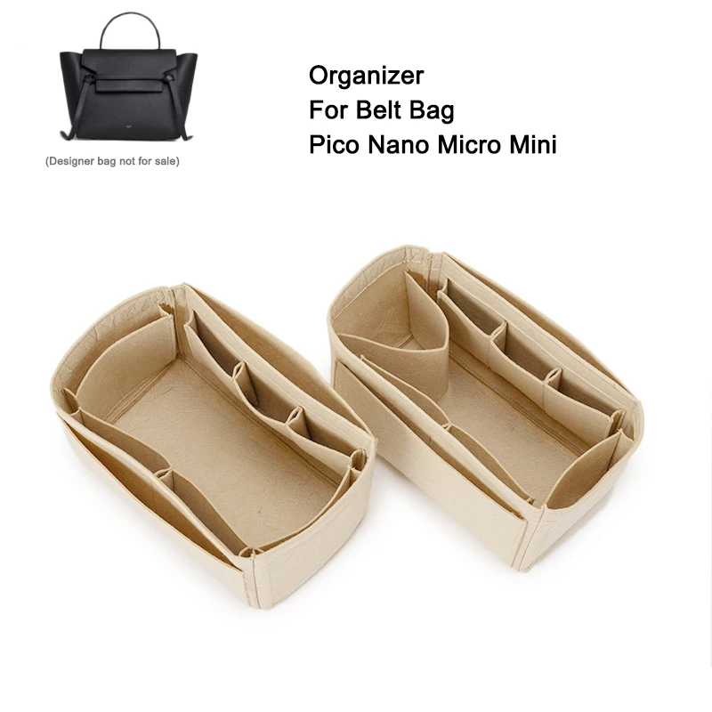 Inserto organizador de bolso de tamaño personalizado, forro de fieltro con bolsillo para teléfono, moldeador de bolso, para cinturón Celinee Nano