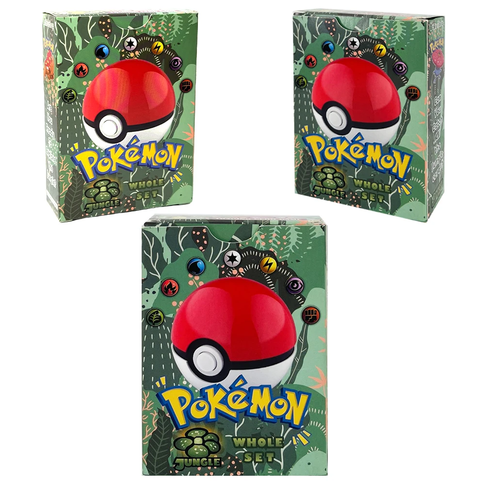 Kartu Jungle PKM 64 PCS Set Lengkap Mainan Hobi Koleksi Game Anime Kartu Foil Proxy PTCG Mainan Set Lengkap