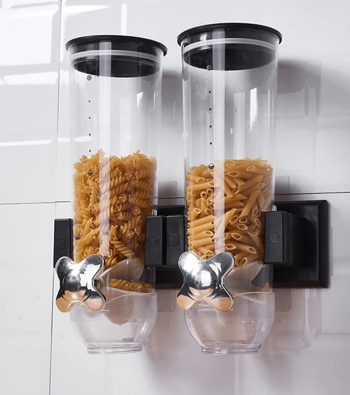 Wall Mount Dry Food Dispenser Dual Control Food Storage Coffee Bean Dispenser