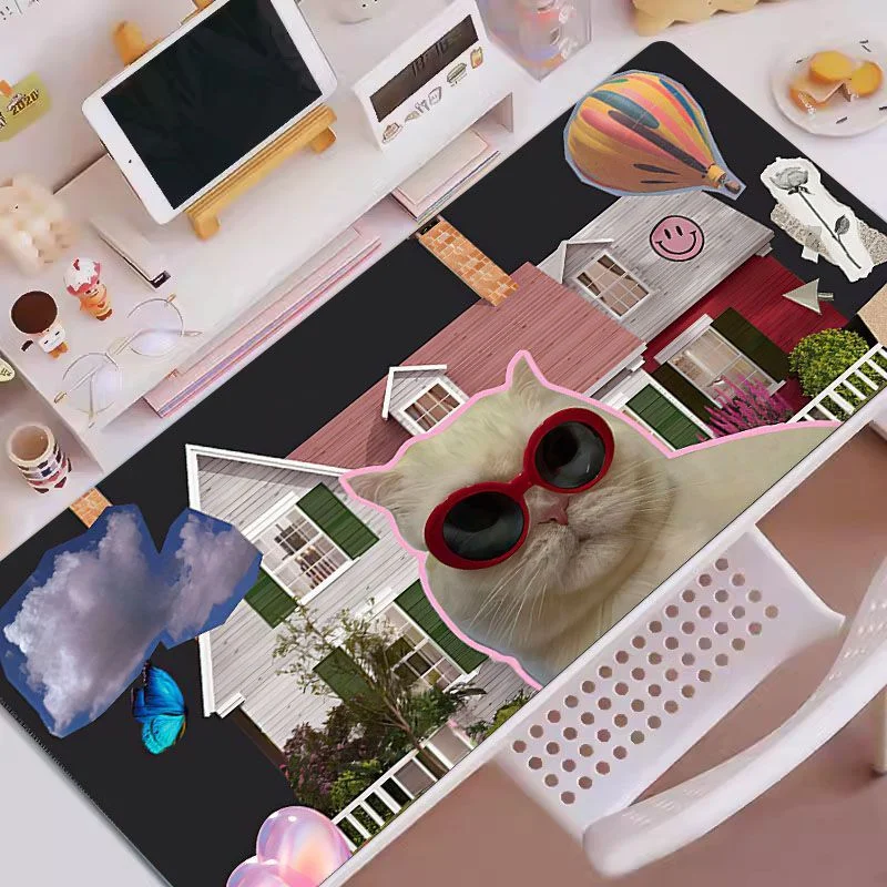 Simpatico cucciolo di gattino Pu Tappetino per mouse in pelle Tappetino per scrivania Tappetino per mouse Tipo di velocità del computer Tappetino per tappetino per tastiera portatile Cartoon