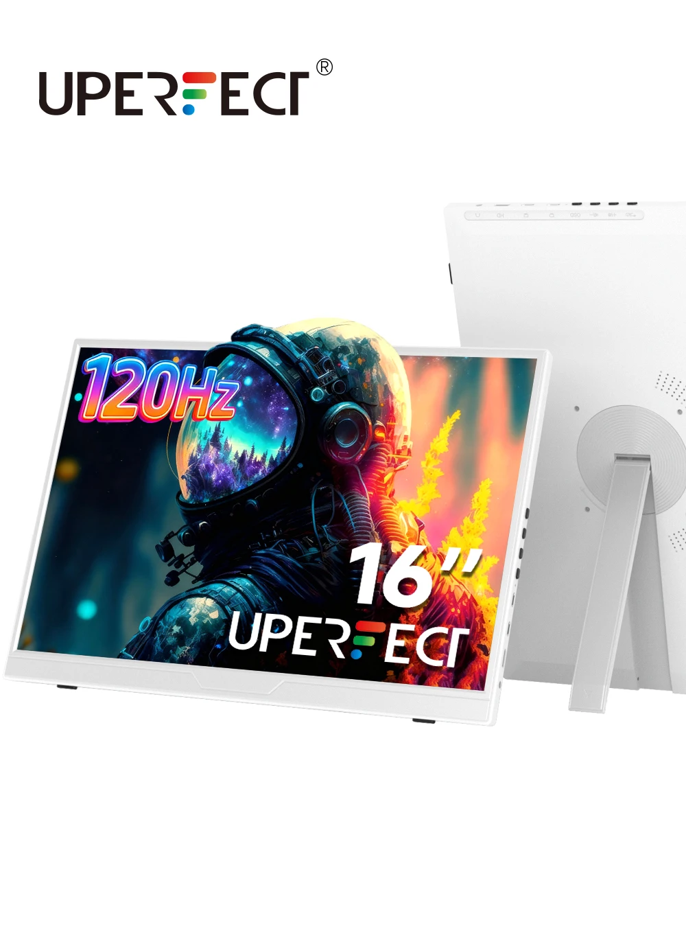 Monitor para juegos UPERFECT de 120Hz, pantalla IPS de 16 pulgadas con soporte trasero para segunda pantalla tipo C Mini HDMI para ordenador portátil, PC, Mac, XBOX, teléfono, PS5