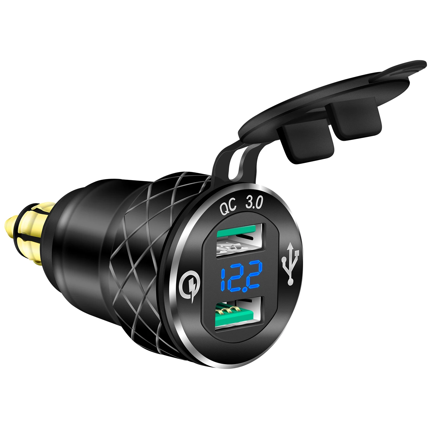 DIN Hella Plug to Dual USB Charger Adapter for BMW Triumph Tiger Ducati Motorcycle Quick Charge QC 3.0 Powerlet Waterproof