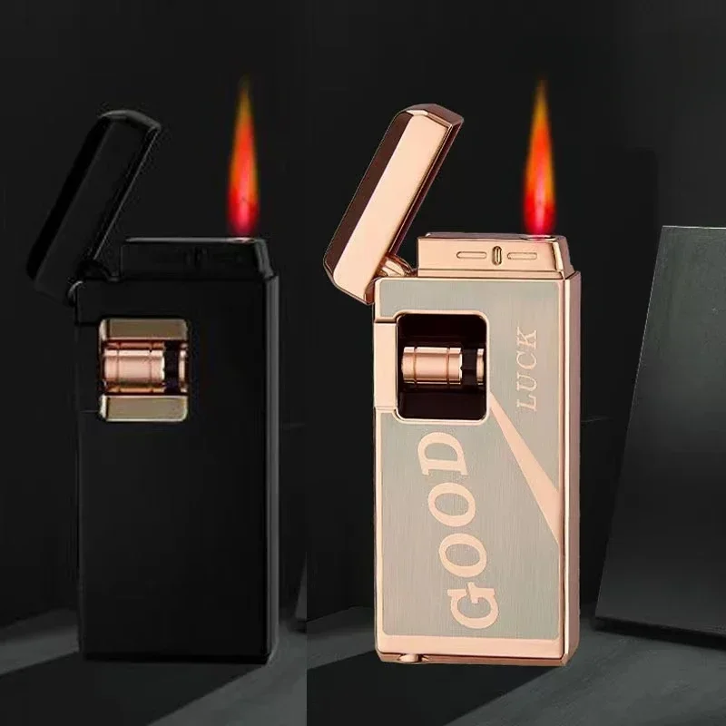 2024 New Induction Windproof Red Jet Flame Butane Gas Lighter Creative Touch Roller Battery Ignition Smoking Accessories Gadgets