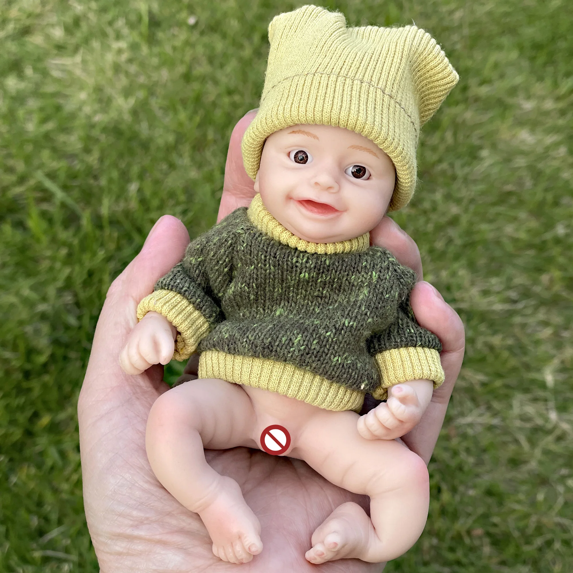 6 Inch Full Solid Silicone Bebe Reborn Doll Handmade Painted Cute Smile Boys кукла реборн мальчик