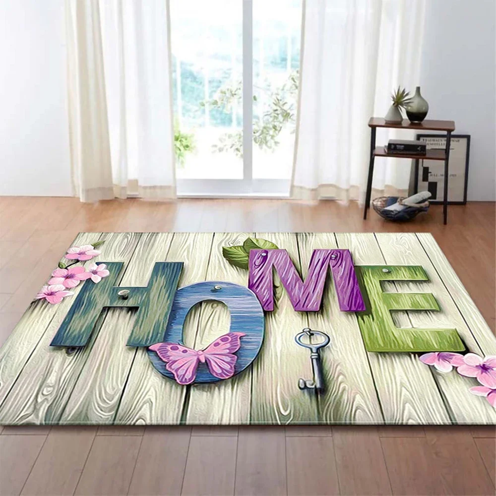 Welcome Love Heart Carpet Home Decor Floor Mats Entrance Interior Doormats Corridor Anti-Slip Carpets for Bedroom Decoration