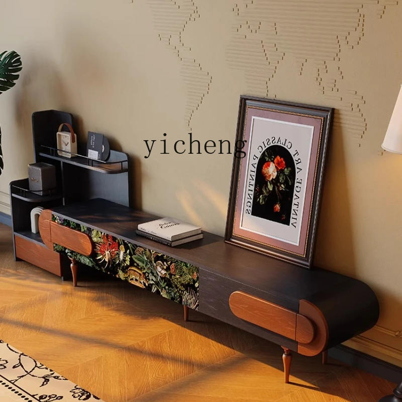 

ZK French retro TV storage locker integrated small apartment living room antique TV cabinet