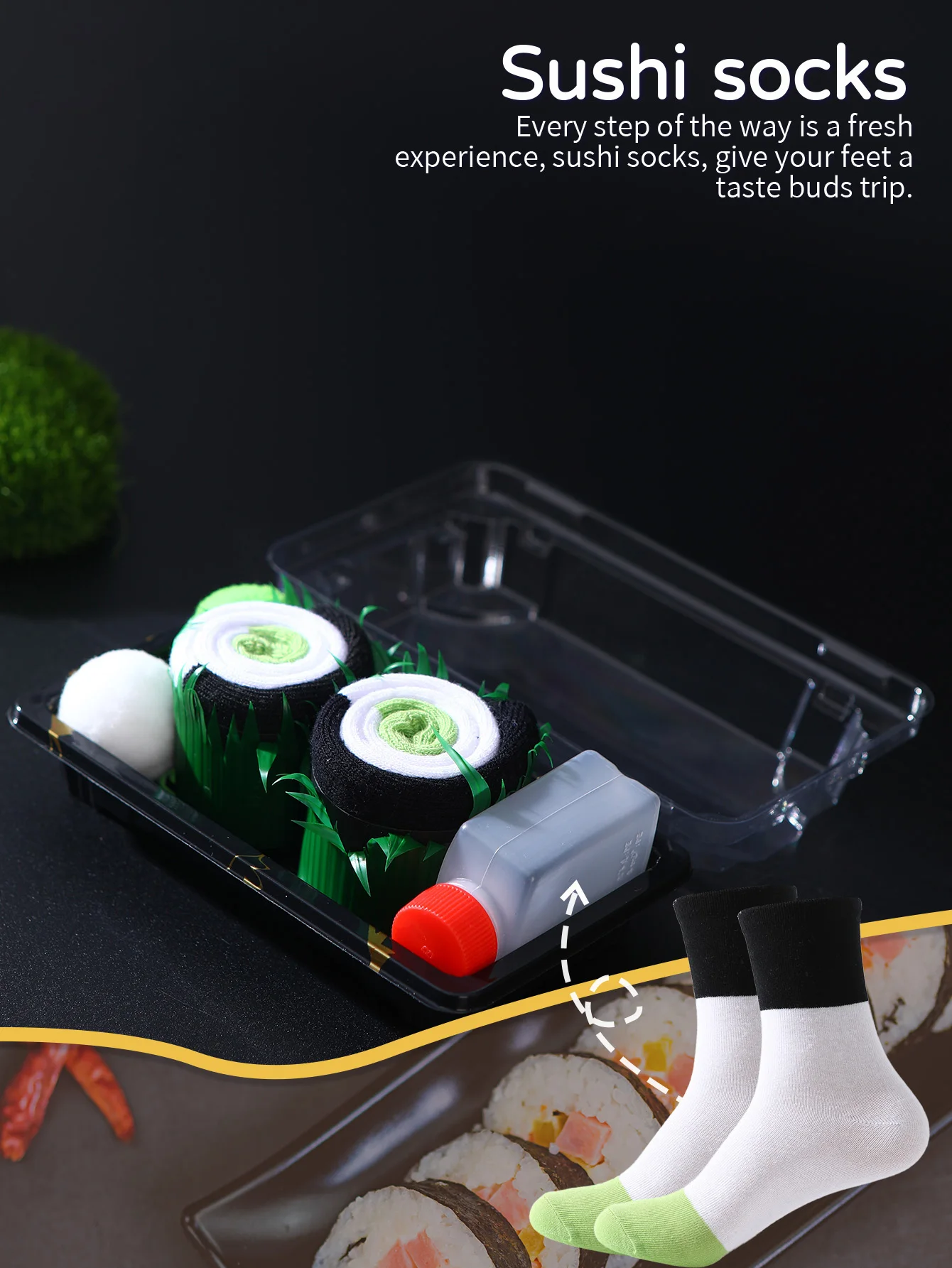 

1 Pair of Mid-Tube Men and Women Can Wear Novelty and Interesting Sushi Gift Socks, Comfortable and Breathable, Suitable for Party Casual Novelty Gifts, Valentine's Day, Christmas, New Year, Autumn and Winter Style, Cute and Interesting Socks for All Seas