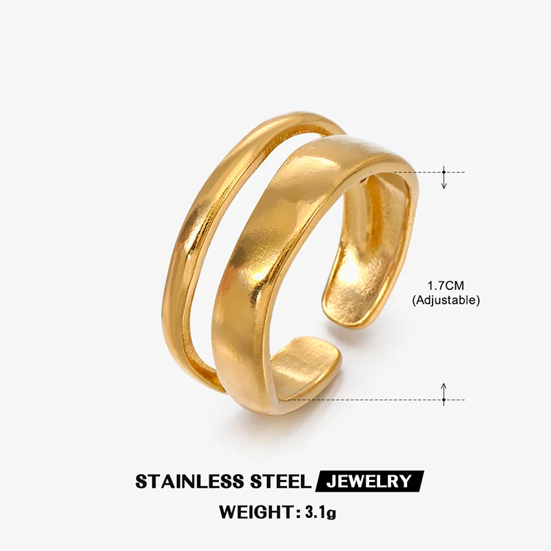 Double-Deck Punk Vintage Adjustable Open Rings for Couples