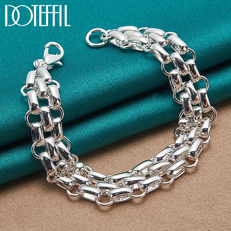 Lnterlocking Circle Bracelet Chain For Women Fashion Charm Silver Color Wedding Engagement Party Jewelry