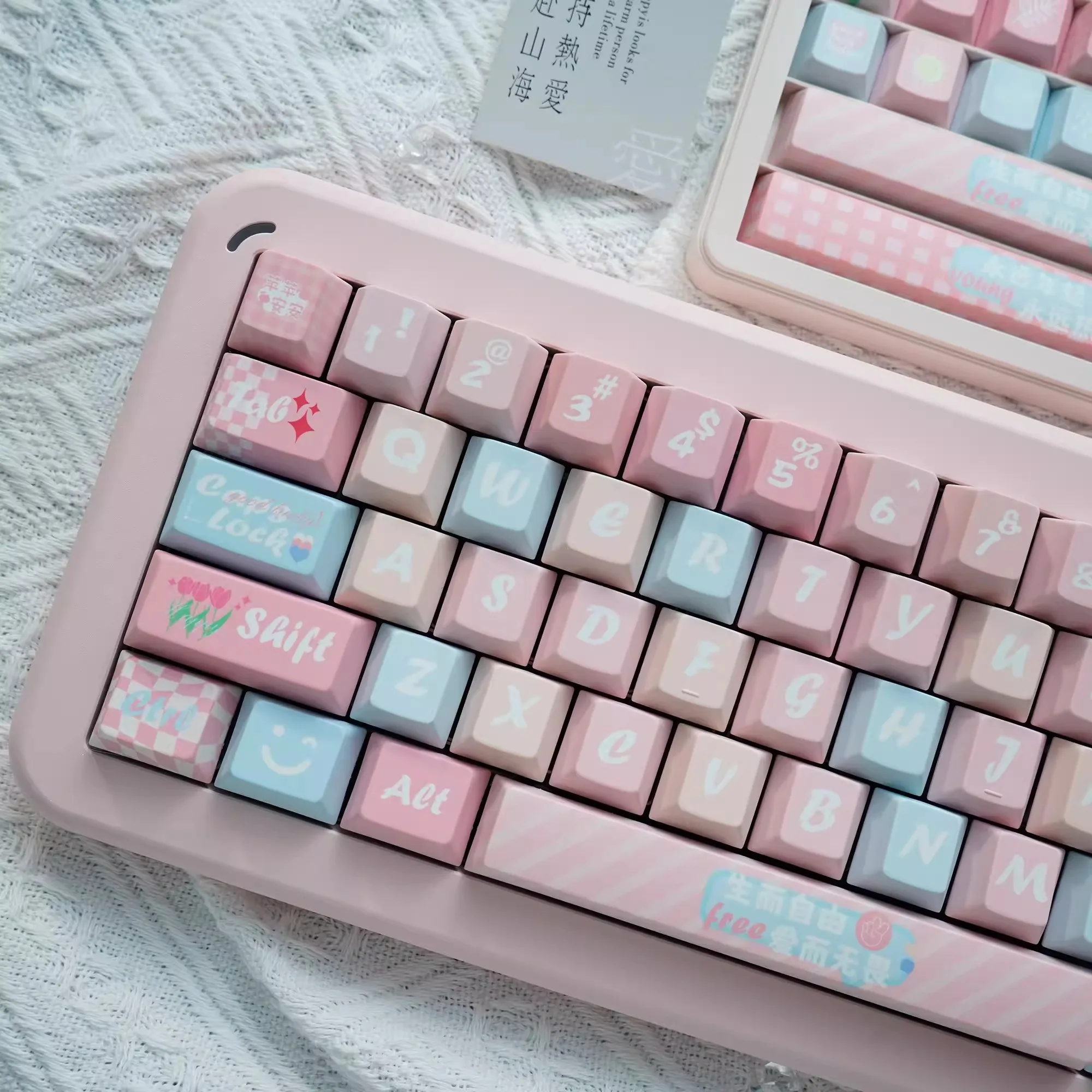 FKKeys 1 Set Happy Secrets Keycaps Cute Personality PBT Dye Sublimation Key Caps Cherry Profile 1.7mm Keycap For MX Switch