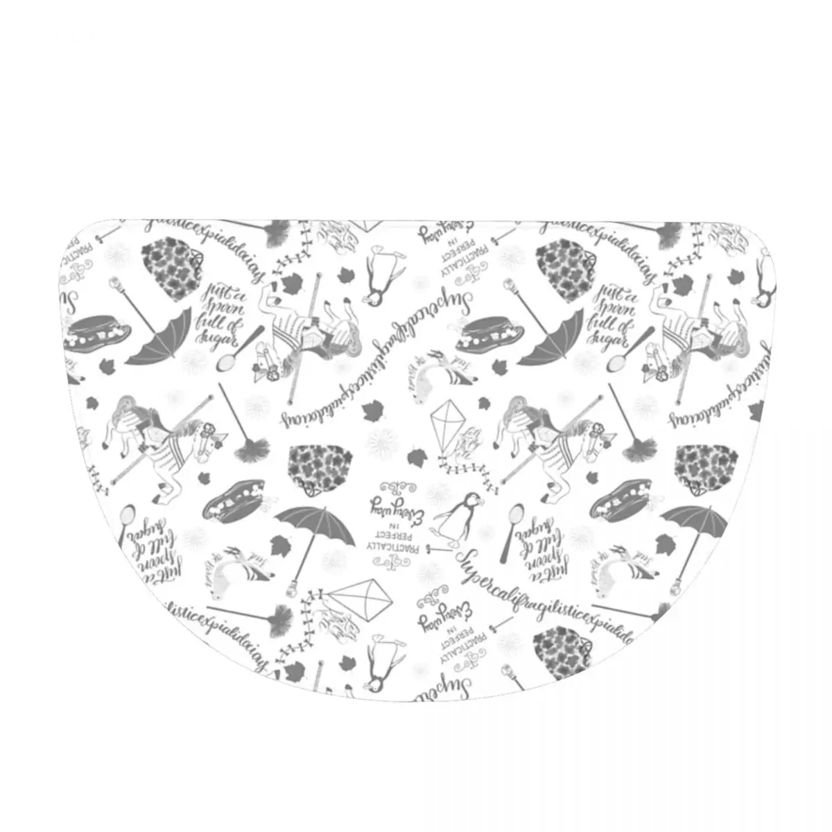 Mary Poppins Soft Flannel Half Round Doormat Non Slip Bathroom Mat Absorbent Floor Carpet for Living Room