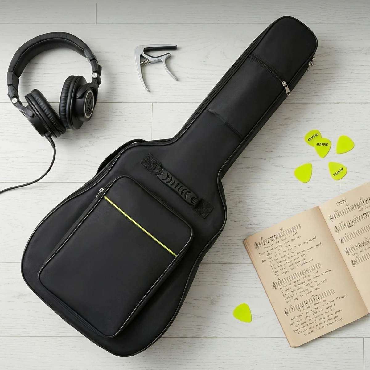 Bolsa de Transporte para Violão Acústico Miwayer, 41 Polegadas, Nylon Rip-stop, Alças Duplas, Almofadas de Espuma, Mochila Preta
