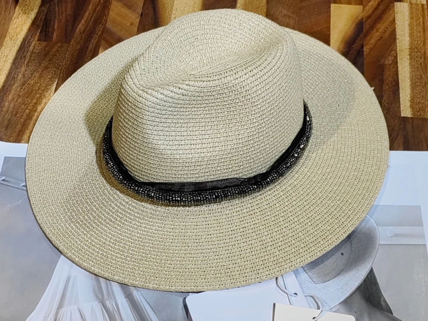 Women'S Hand-Woven Straw Hat, Sun Protection, Beach Vacation Style, Heavy-Duty Beaded Tassel Design